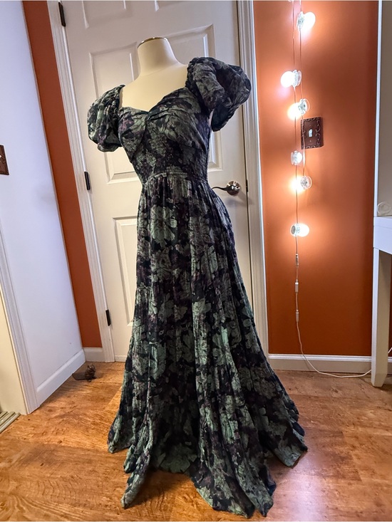 Free People Dresses & Skirts - NWOT Free People Vintage-Inspired Green Floral Puff-Sleeve Maxi Dress